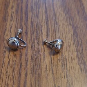 Vintage Silver-Tone Screw Back Earrings